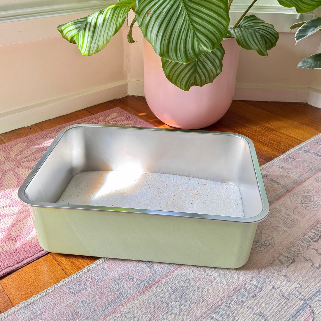 Stainless Steel Litter Tray - Sage Green