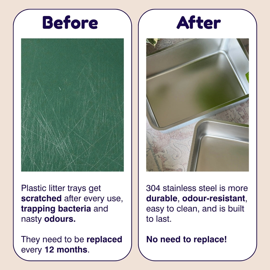 Stainless Steel Litter Tray - Soft Pink